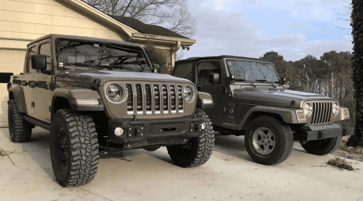 Jeep Gladiator Ground clearance and tire size, old vs new trucks 1677766321192