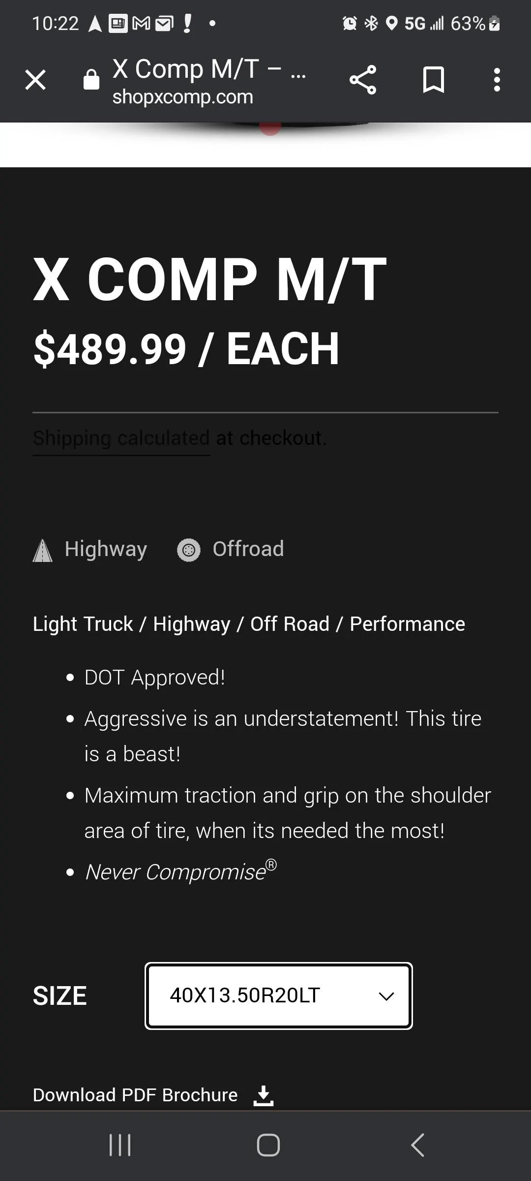 Jeep Gladiator Xcomp 40" Tires Screenshot_20230310_102204_Chrom