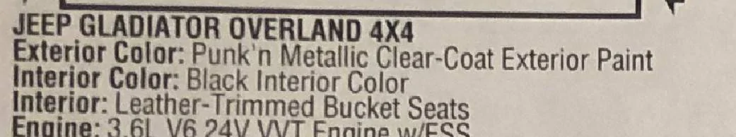 Jeep Gladiator Punk'n metallic confirmed available on Aug 28? punk'n metalic
