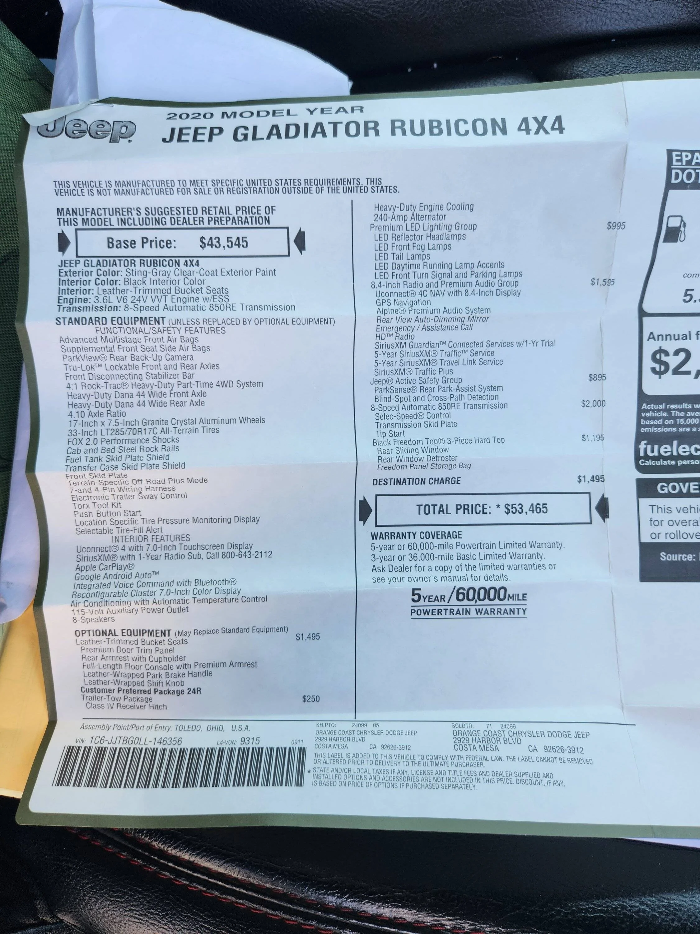 Jeep Gladiator 2020 JTR Sting Ray Gray for sale 20230312_150046