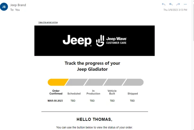 Jeep Gladiator 2023 Jeep Gladiator Order…What step are you in? 1st jeep brand email