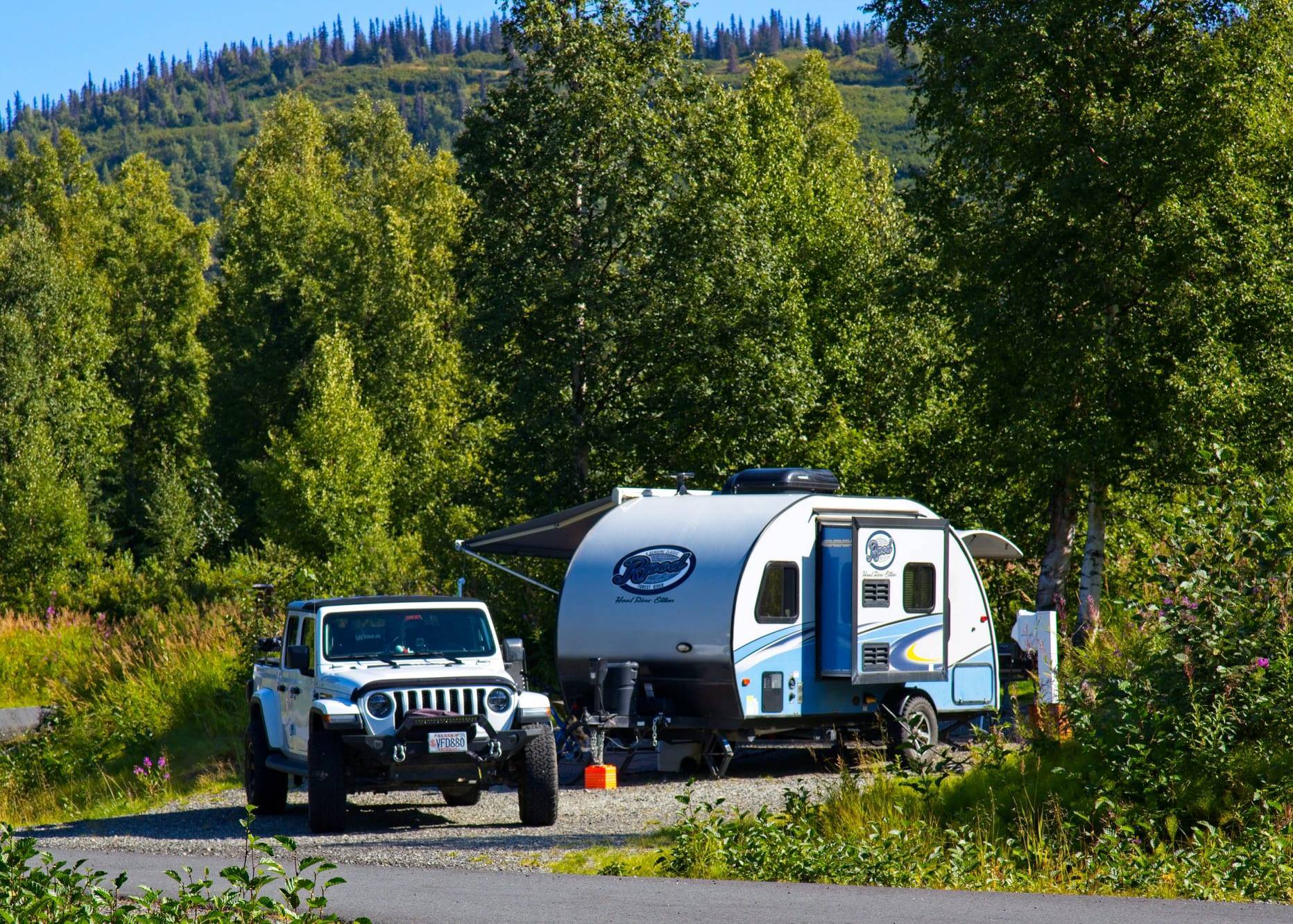 Jeep Gladiator Alaska Daily Drivers: Hydro Blue 80A and Bright White JTR Jeep Campin