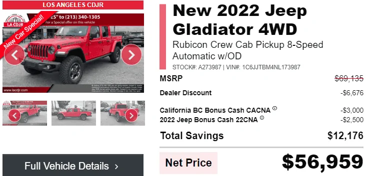 Jeep Gladiator $5,500 OFF 2023 GLADIATOR SPORT 4X4 4WD JTRD