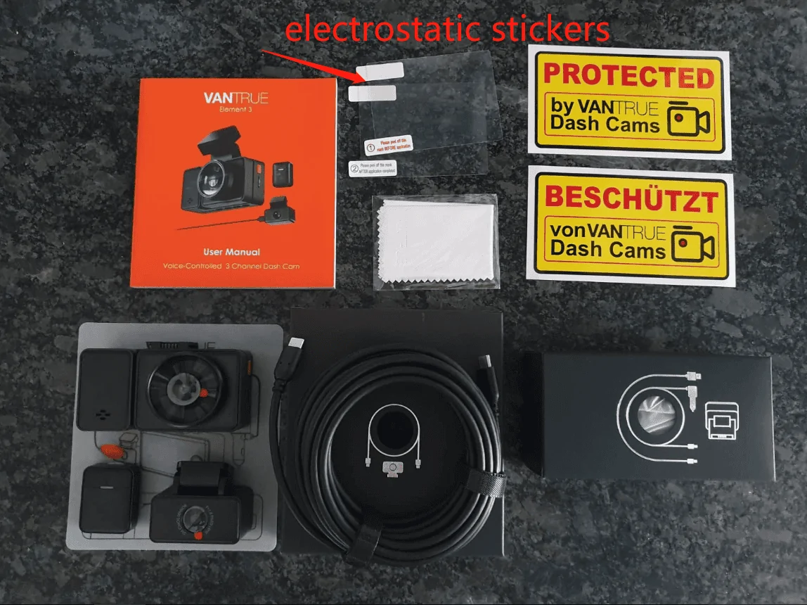 Jeep Gladiator Electrostatic stickers that come with the Vantrue E3 voice control dashcam? electrostatic stickers