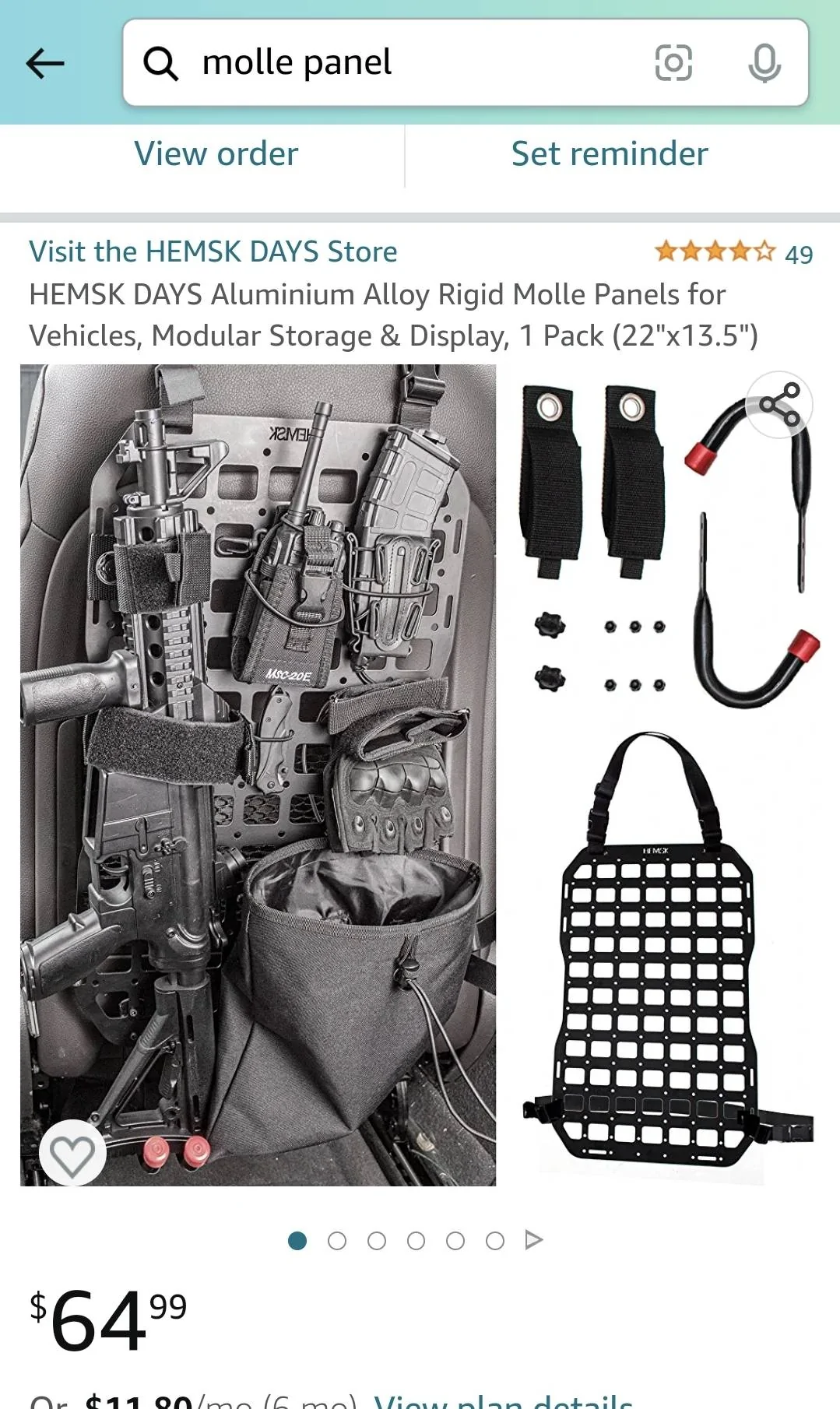 Jeep Gladiator Simple low budget "MOLLY" panel on back rollbar/ soundbar. Screenshot_20230324_122124_Amazon Shopping