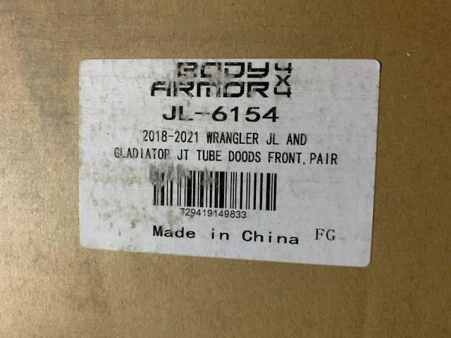 Jeep Gladiator Body Armor Tube Doors Tube door part number