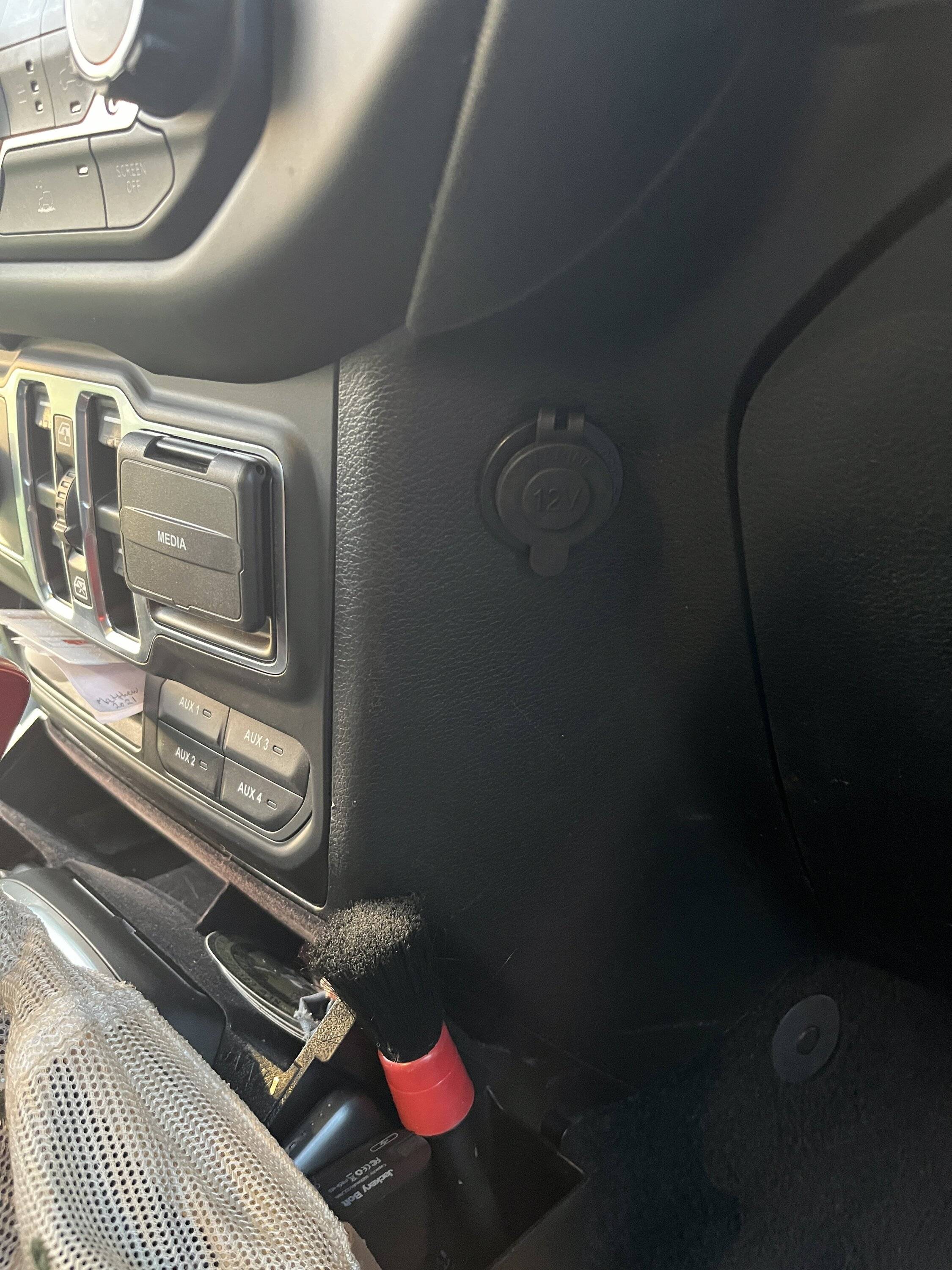 Jeep Gladiator Relocate 12v plug IMG_0635