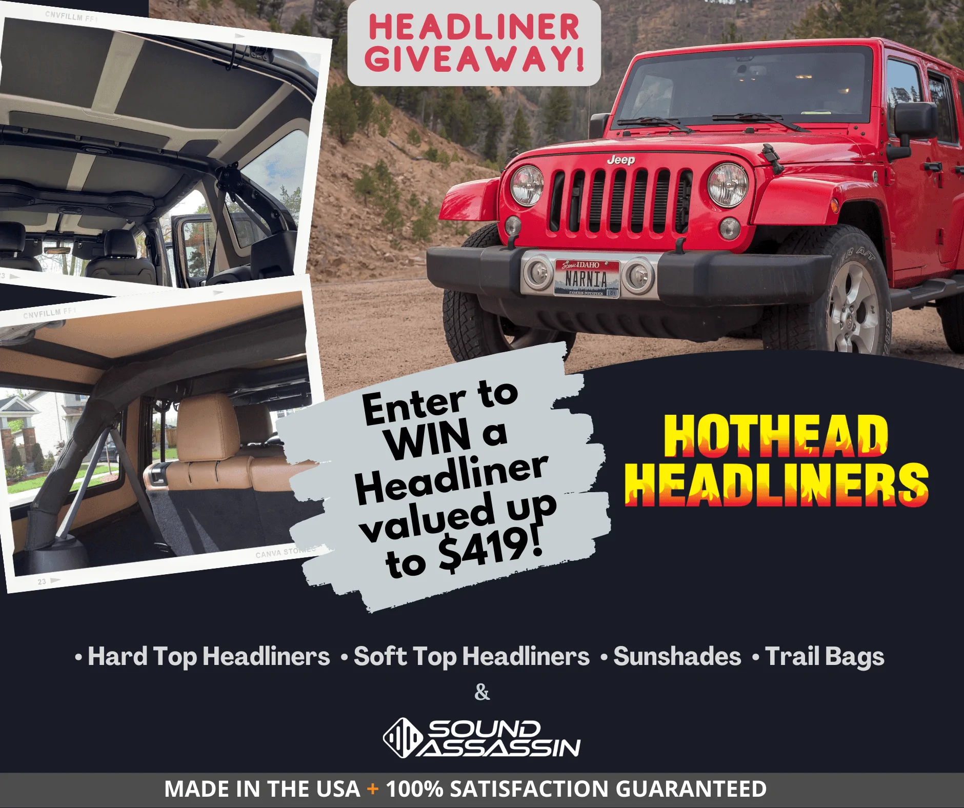 Jeep Gladiator Giveaway: Enter Today! Hothead Headliners For Jeep Gladiator 1680301939943