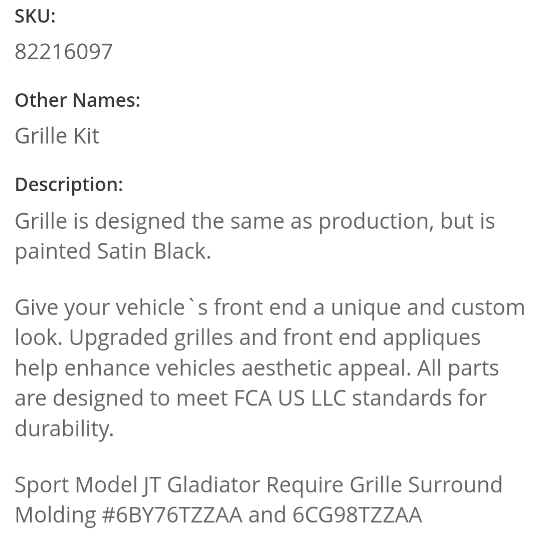 Jeep Gladiator Confused about satin black grill… Screenshot_20230402-084535