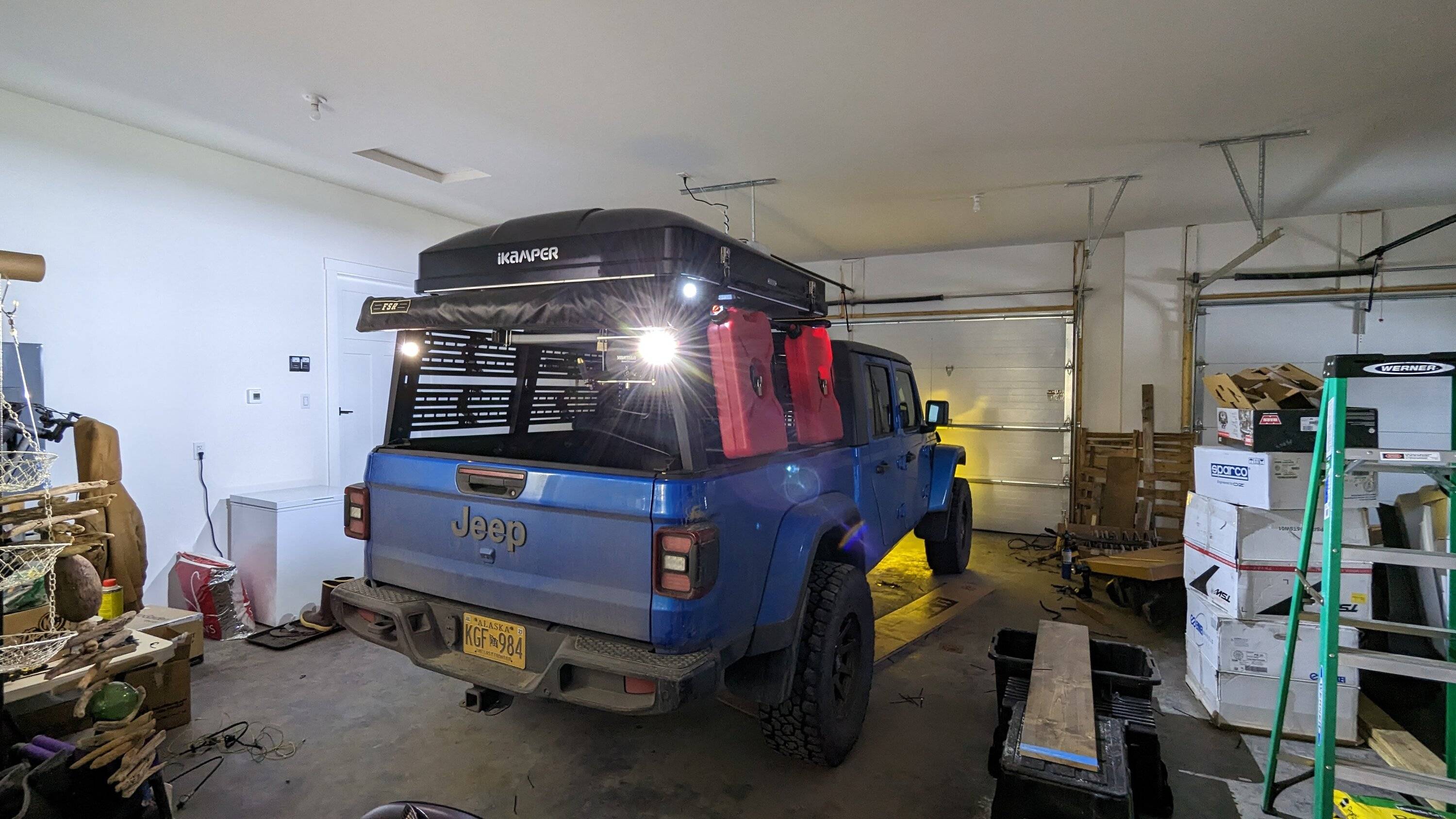 Jeep Gladiator Alaska Daily Drivers: Hydro Blue 80A and Bright White JTR PXL_20230405_033800284