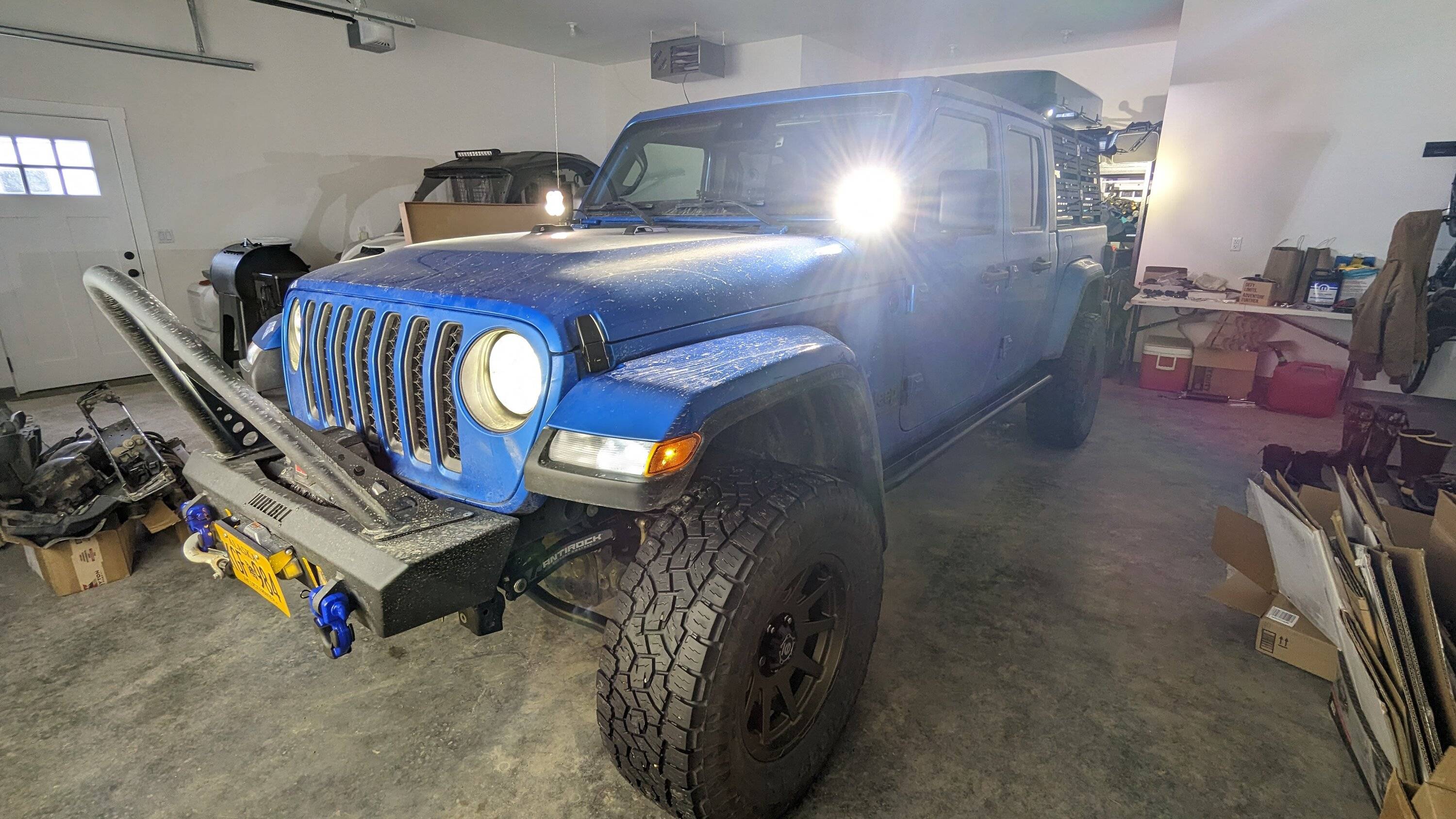 Jeep Gladiator Alaska Daily Drivers: Hydro Blue 80A and Bright White JTR PXL_20230411_010730782