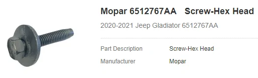 Jeep Gladiator Mopar Trail Rail System -- 2 corner screws? 1681882785777