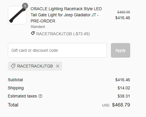 Jeep Gladiator GROUPBUY: RACETRACK STYLE LED TAILGATE LIGHT FOR JEEP GLADIATOR JT RT