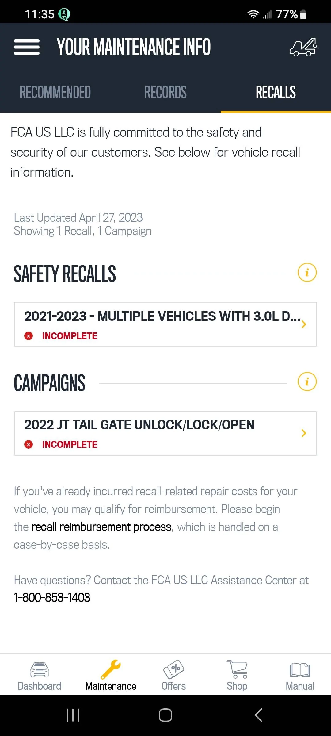 Jeep Gladiator CP4 Fuel Pump EcoDiesel Recall Screenshot_20230427_113554_My J