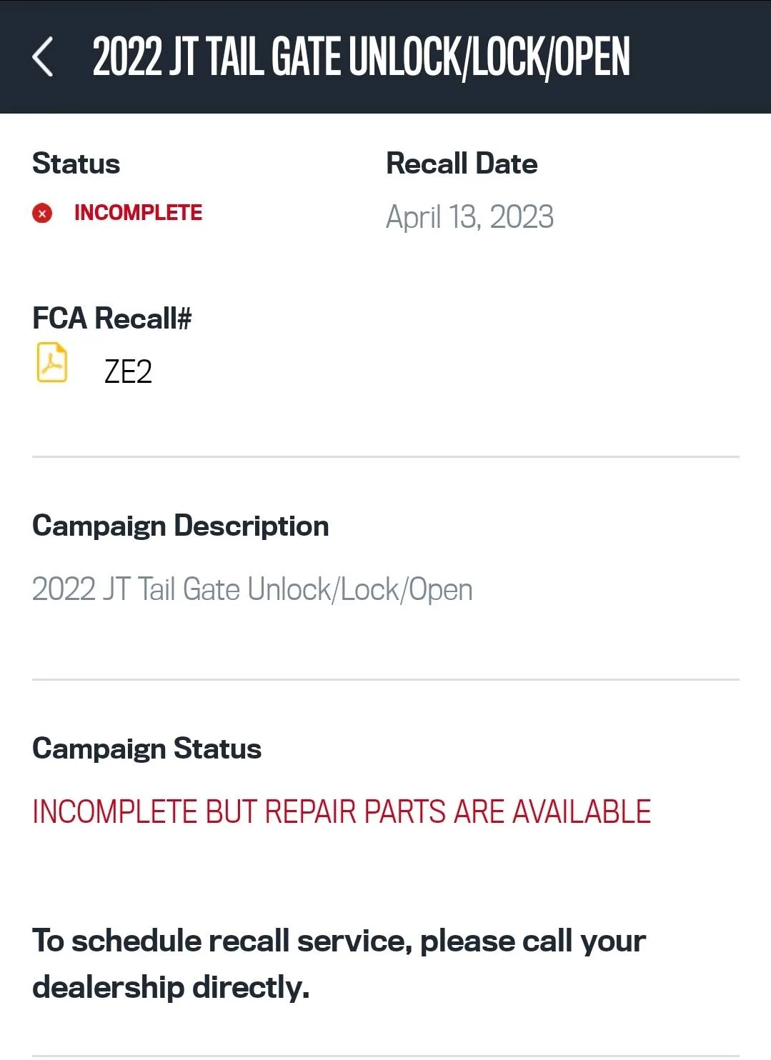 Jeep Gladiator 2022 gladiator sport tailgate lock Screenshot_20230427_114529_My J