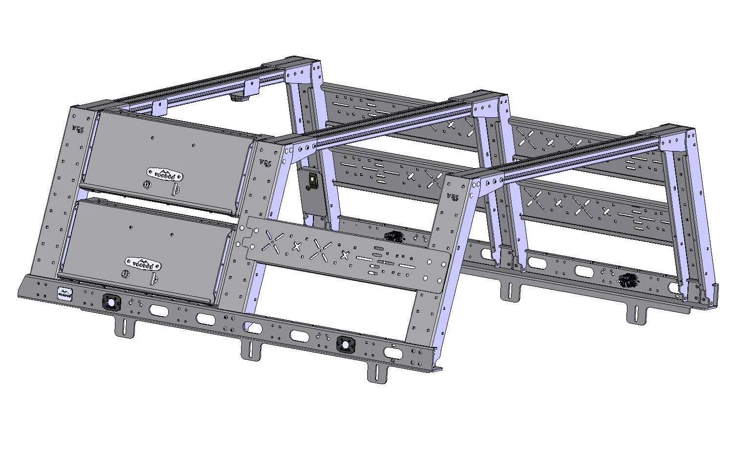 Jeep Gladiator Brand New VRS Bed Rack System by KB Voodoo! (photo heavy) vr bed rack system, 22 inch height (56.5 inch inside width) - two gear lockers