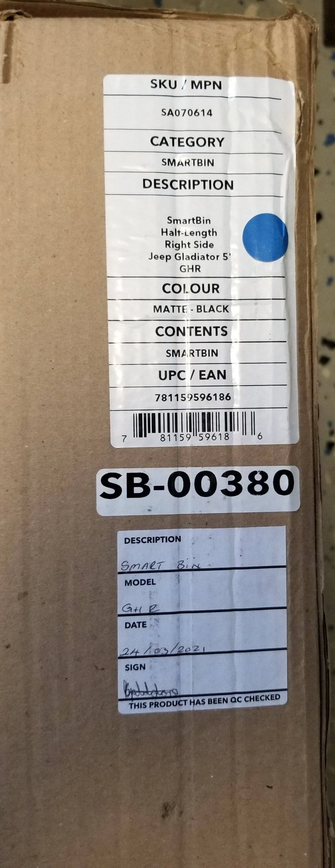 Jeep Gladiator Smart Cap Half-Bin EVO Series, Gladiator, Right Side Mount SA070614 Smart Cap Half Bin 2