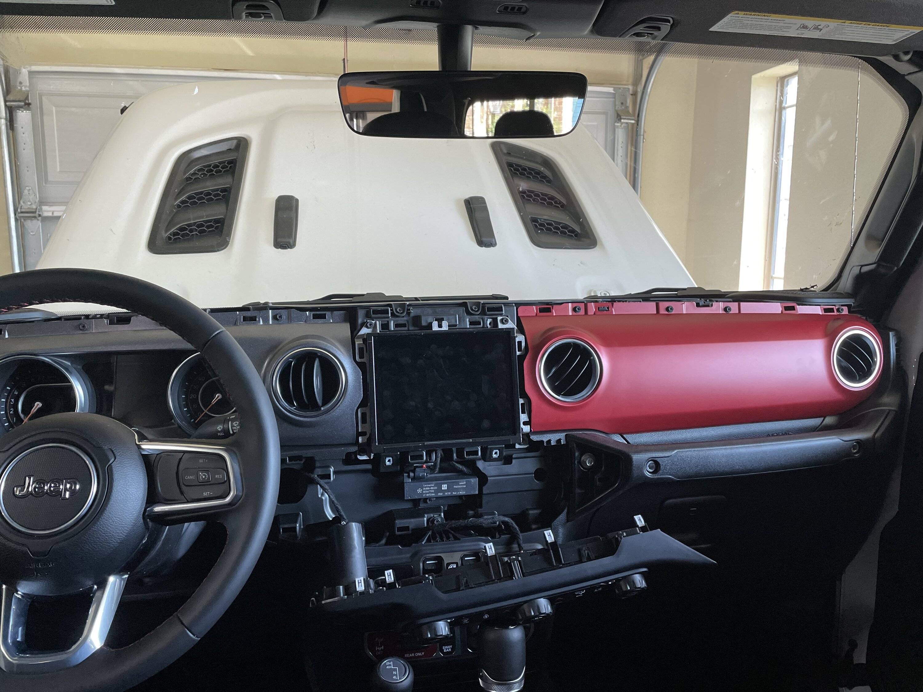 Jeep Gladiator First Mod completed: swapped out red dash bezels with OEM slate gray F965AC5C-B02A-428D-92E5-FF8E640713AE