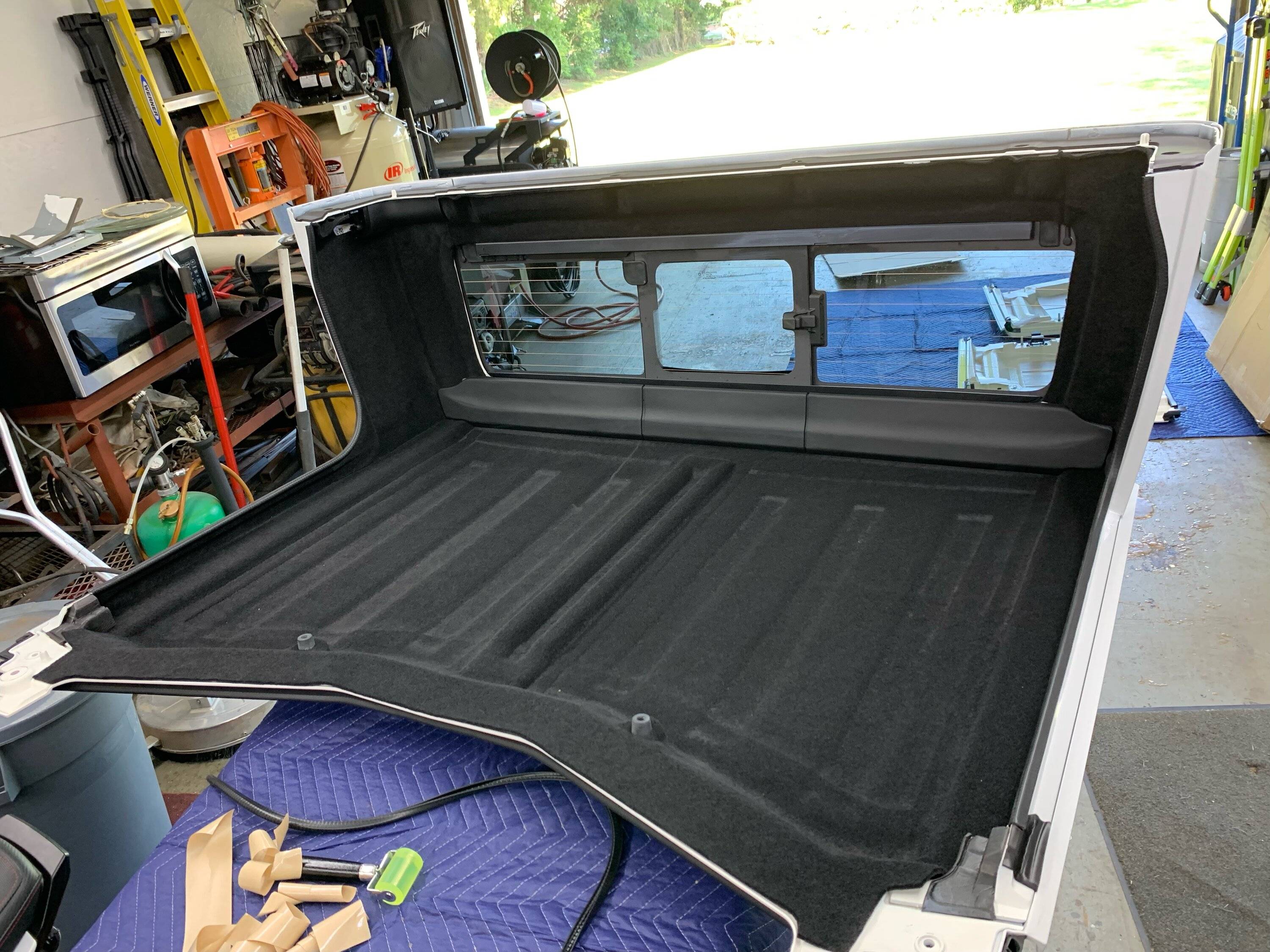 Jeep Gladiator Coverking headliner installed with sound deadening material. Lowered sound decibels in cabin significantly IMG_4688