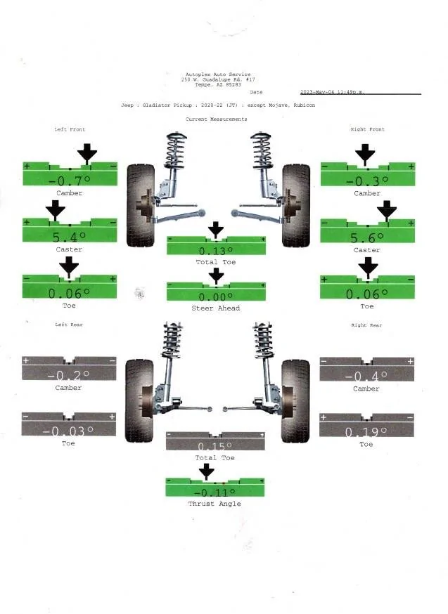 Jeep Gladiator Mopar Lift Then Death Wobble at Low Speed "SOLVED" 21 Gladiator Revised  Alignment #2 Setting 
