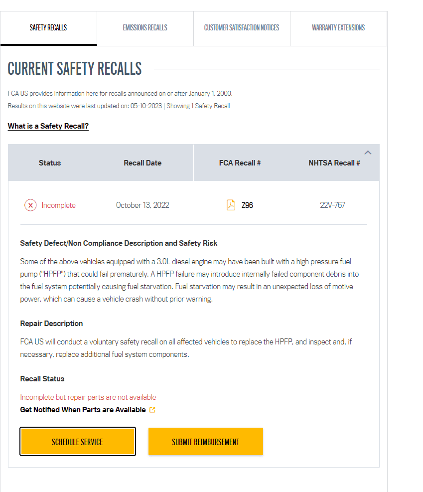 Jeep Gladiator Z96/NHTSA 22V-767 Fuel Pump jeep recall.PNG