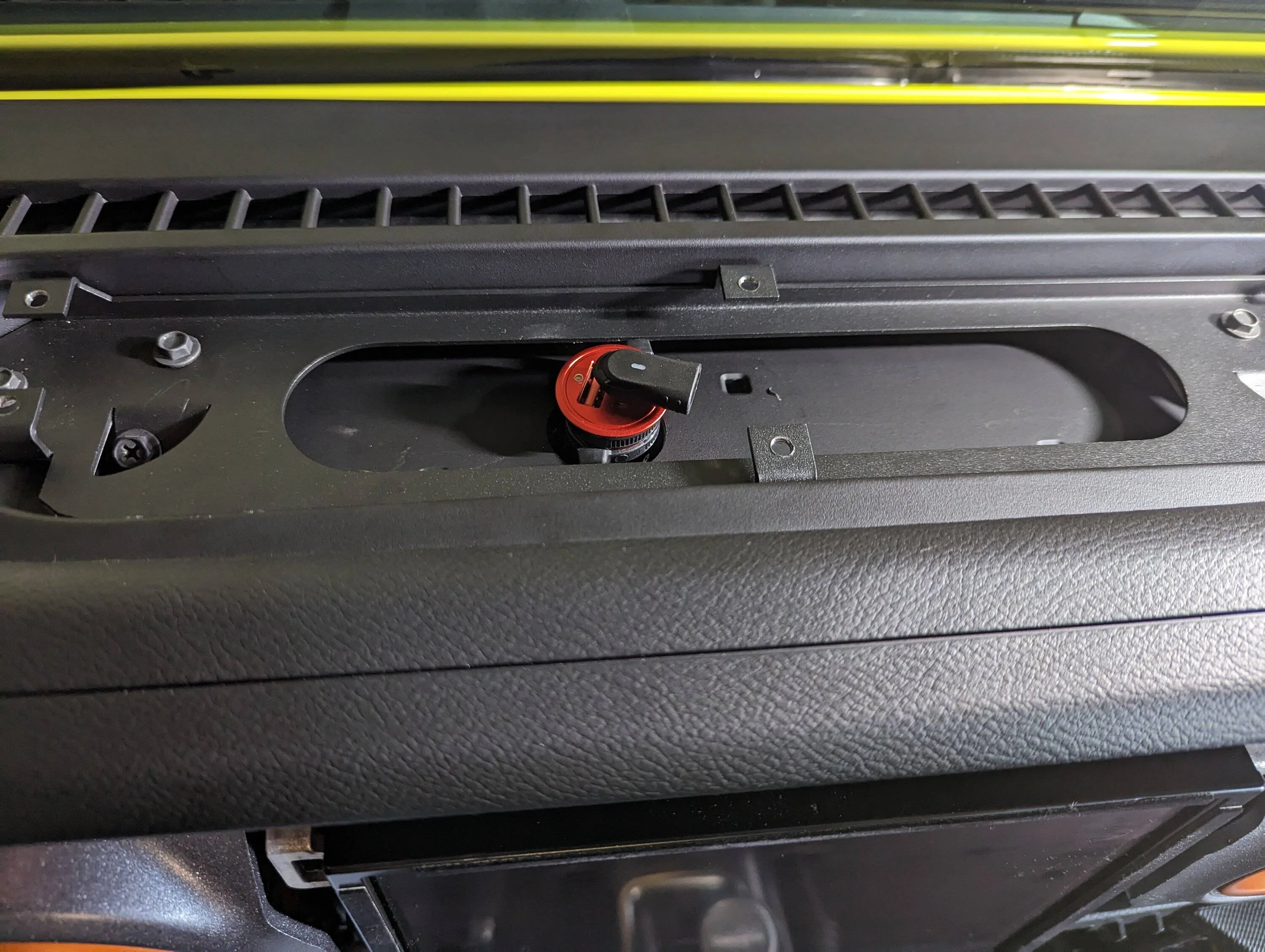 Jeep Gladiator 2 holes in a brand new Jeep... Perfect Phone mount setup! PXL_20230306_215433017