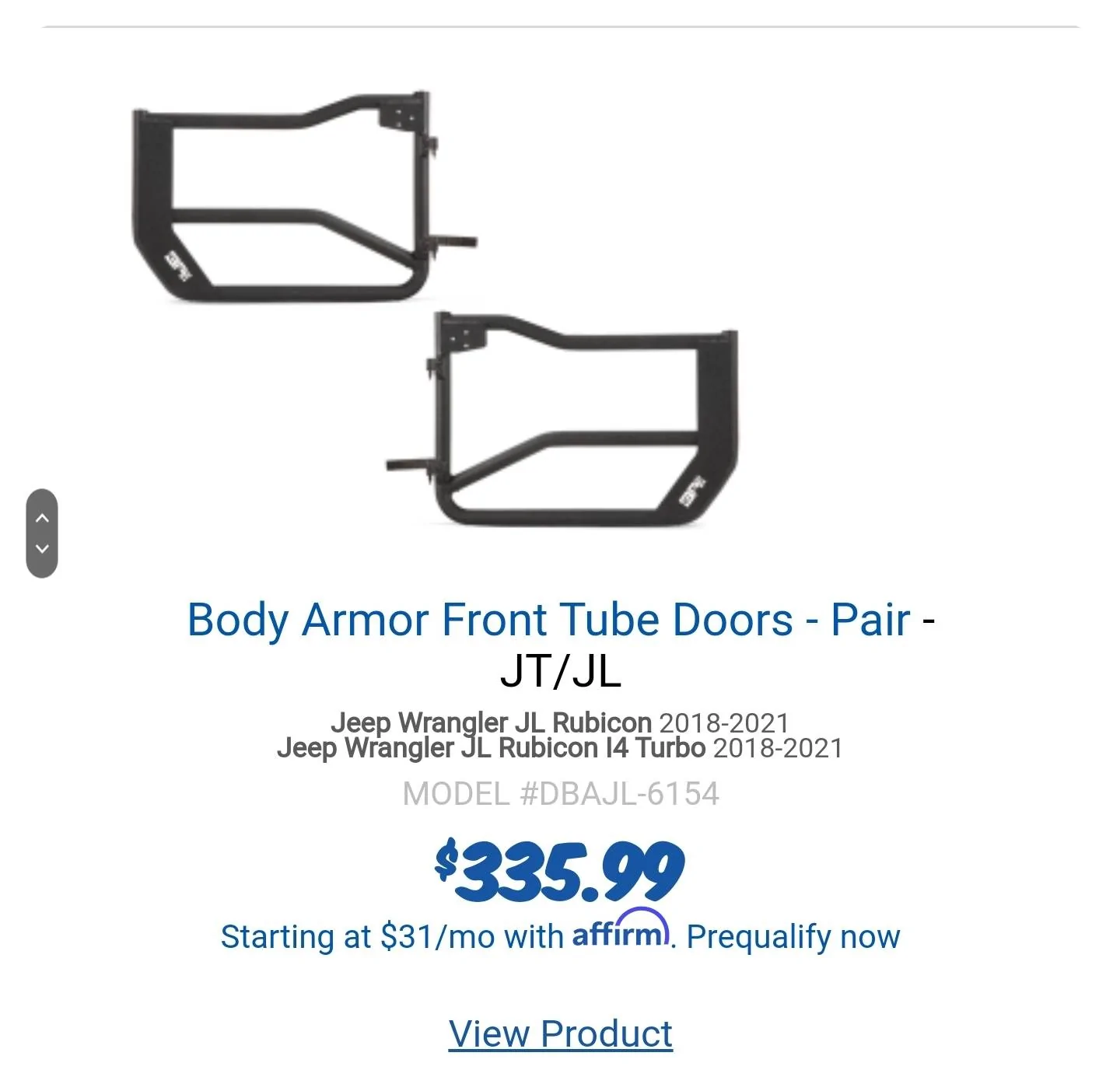Jeep Gladiator Tube Doors: Body Armor (2023) Screenshot_20230517-170829_Samsung Internet