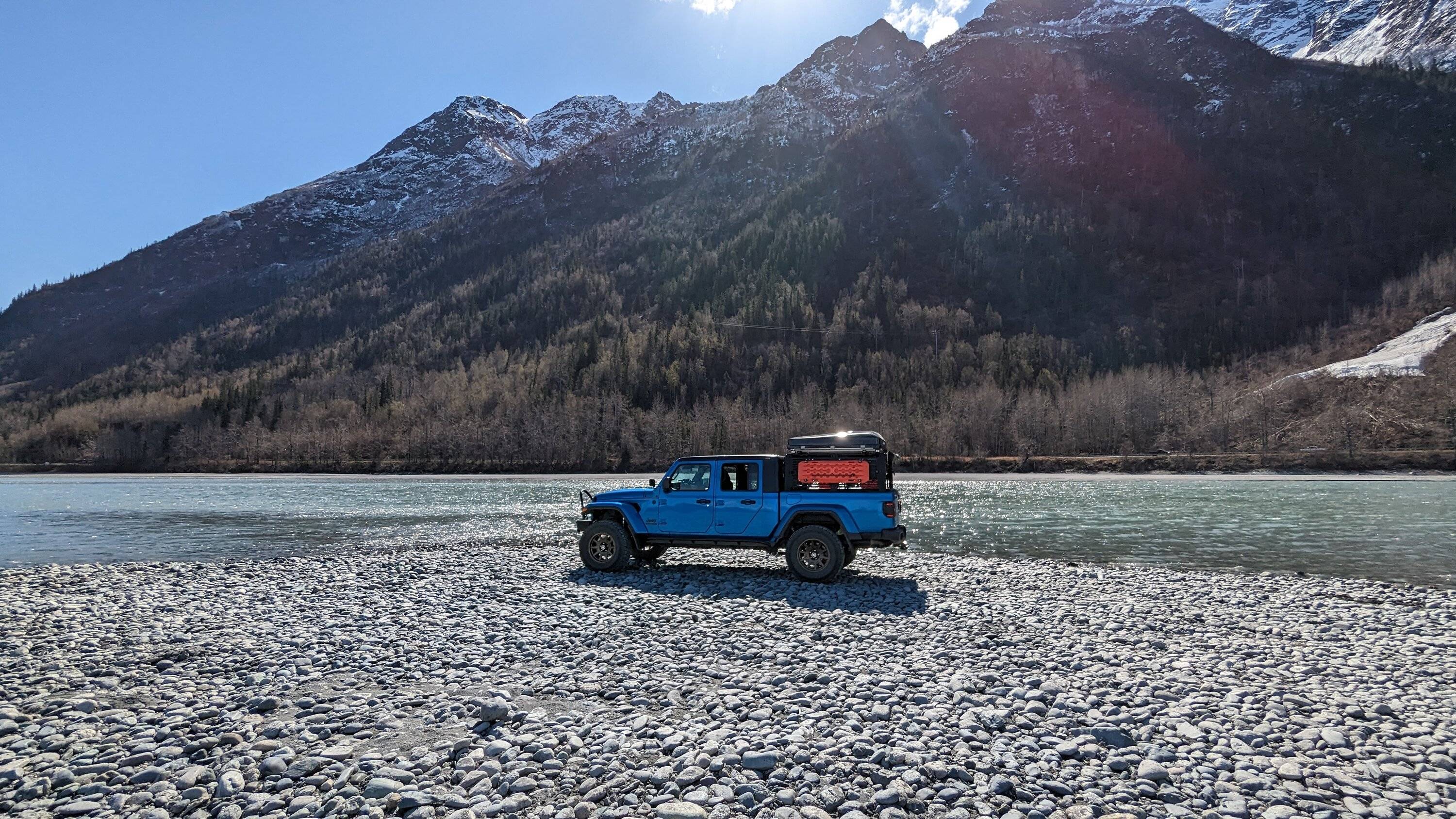 Jeep Gladiator Alaska Daily Drivers: Hydro Blue 80A and Bright White JTR PXL_20230513_195704675