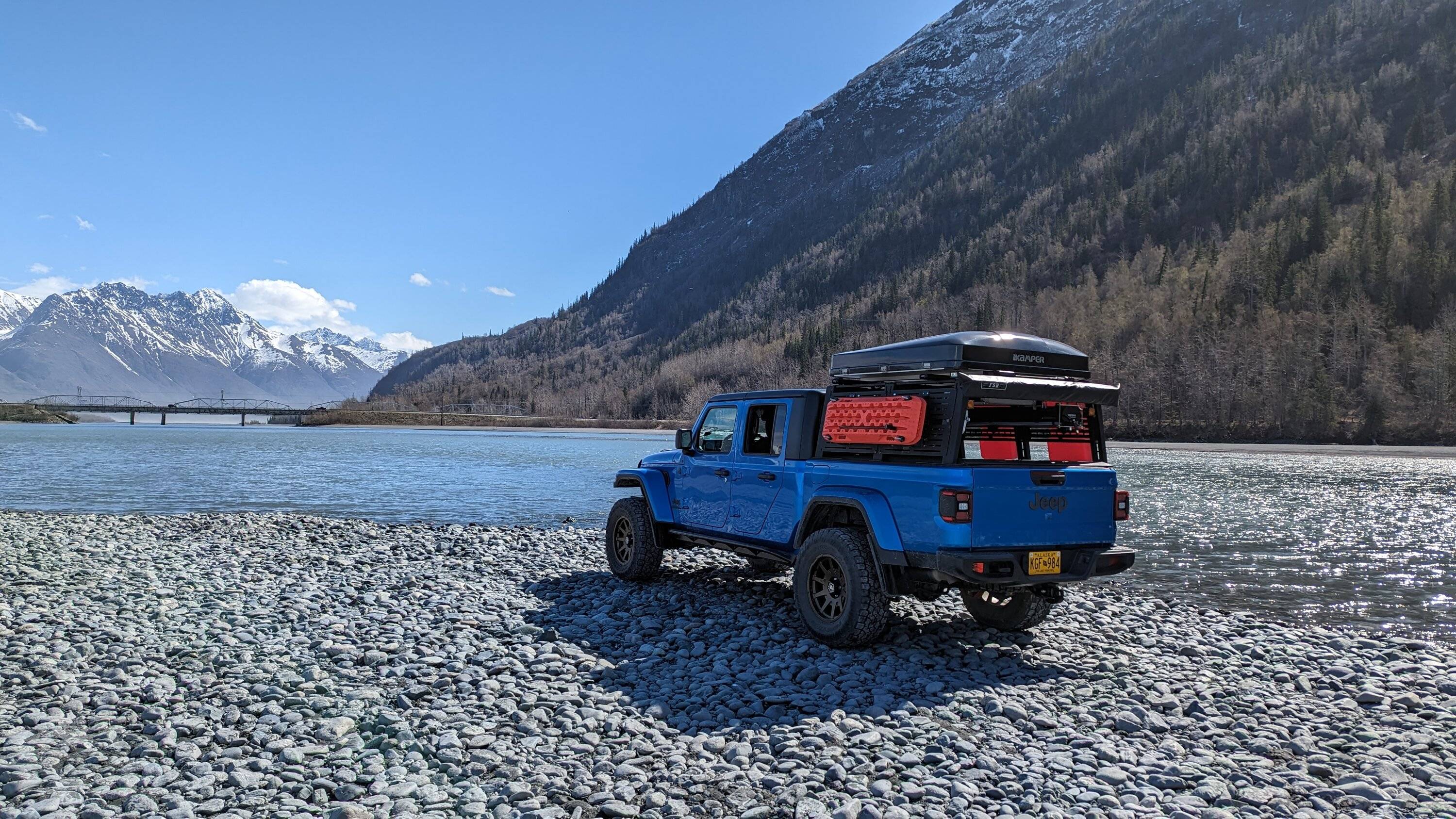 Jeep Gladiator Alaska Daily Drivers: Hydro Blue 80A and Bright White JTR PXL_20230513_195725740