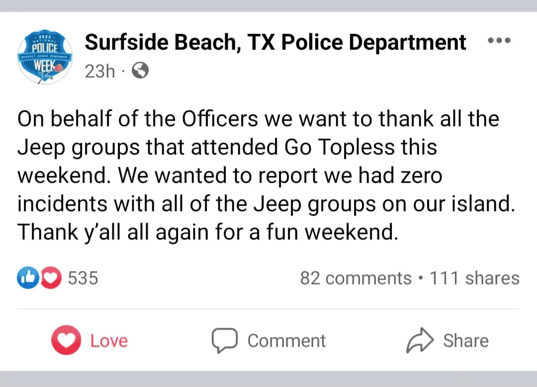Jeep Gladiator Public drunkenness, disorderly conduct leads to 233 arrests at annual Jeep Weekend in Galveston Texas. 50+ people rushed to hospital 1685096372164
