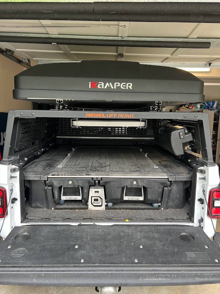 Jeep Gladiator Full overlanding setup (Rebel Offroad XPLOR half height Bed Rack, Decked Drawer System, ikamper skycamp 2.0 mini) IMG_4886