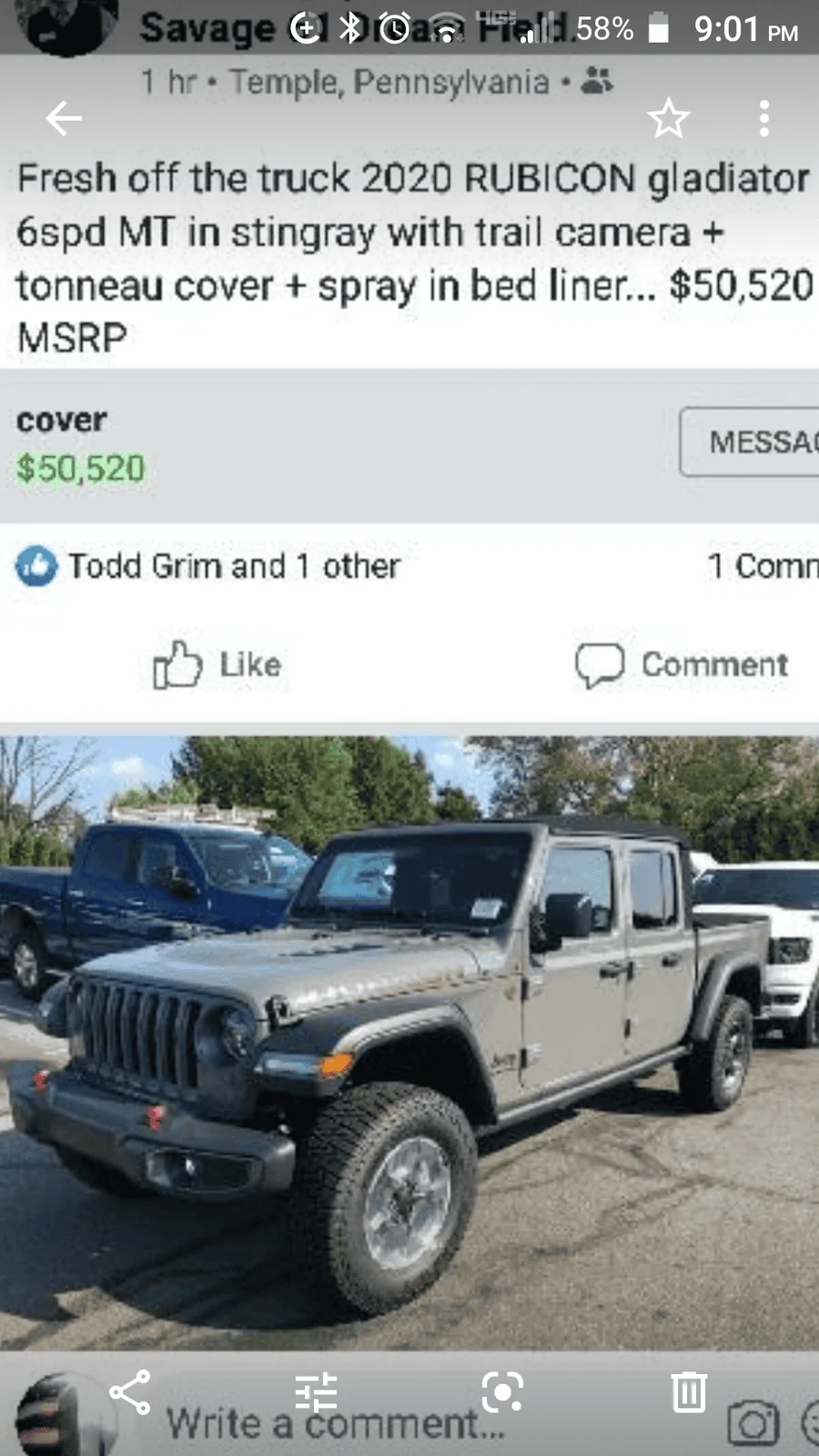 Jeep Gladiator Sting grey owners (future) check in Screenshot_20190911-210143