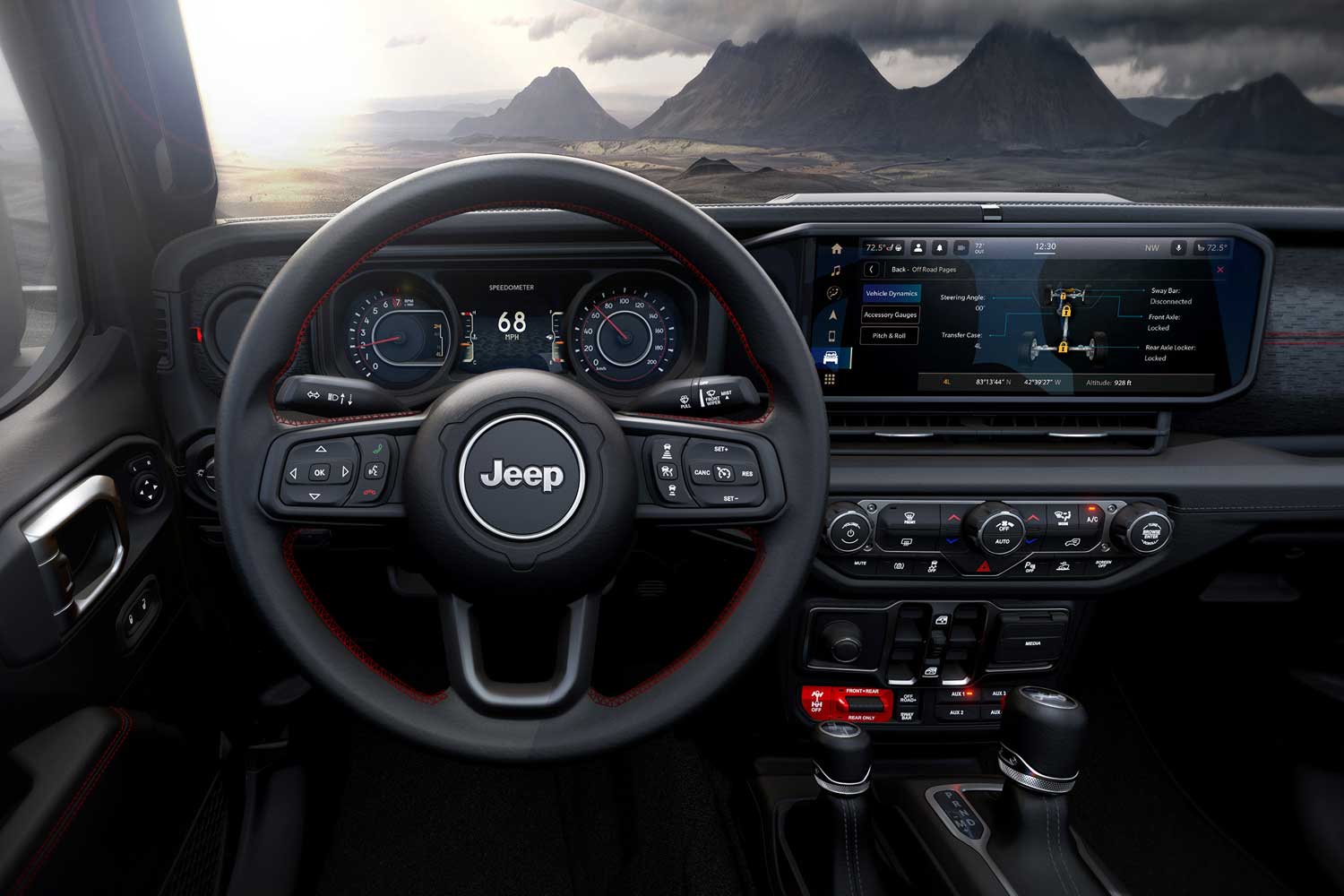 Jeep Gladiator 2024 Jeep Gladiator Refresh Caught in the Wild 2024-Jeep-Wrangler-Interior-001-Steering-Wheel-Dashboard-Digital-Driver-Instrument-Cluster-Gau