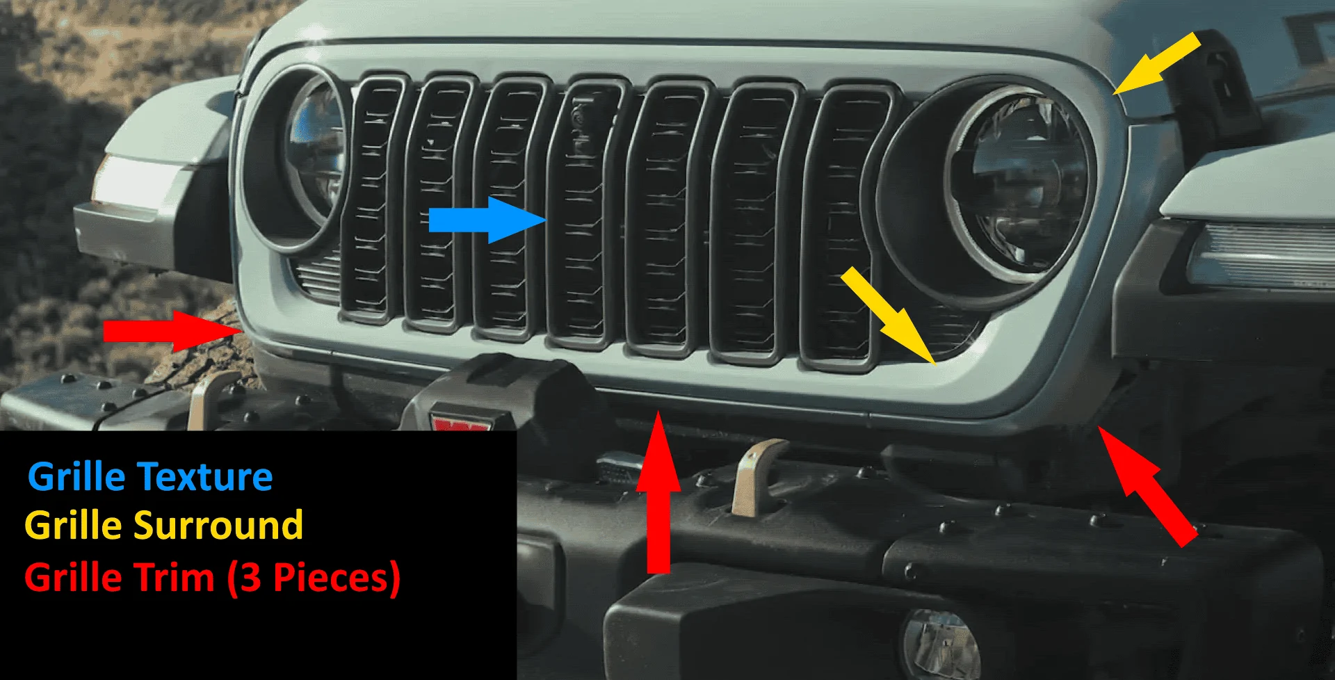 Jeep Gladiator 2024 Grill fits prior gen JT/JL 1686623505080