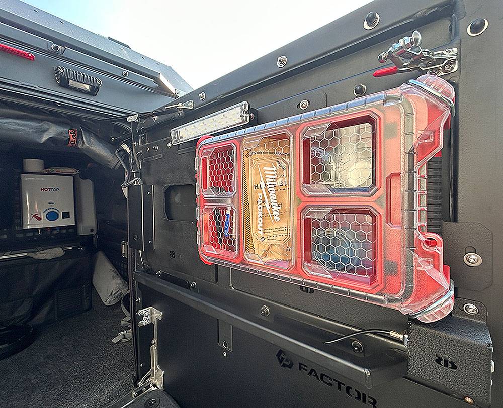 Jeep Gladiator Alu-Cab Canopy Camper Roll Call alucab-insidedoor-packout-4