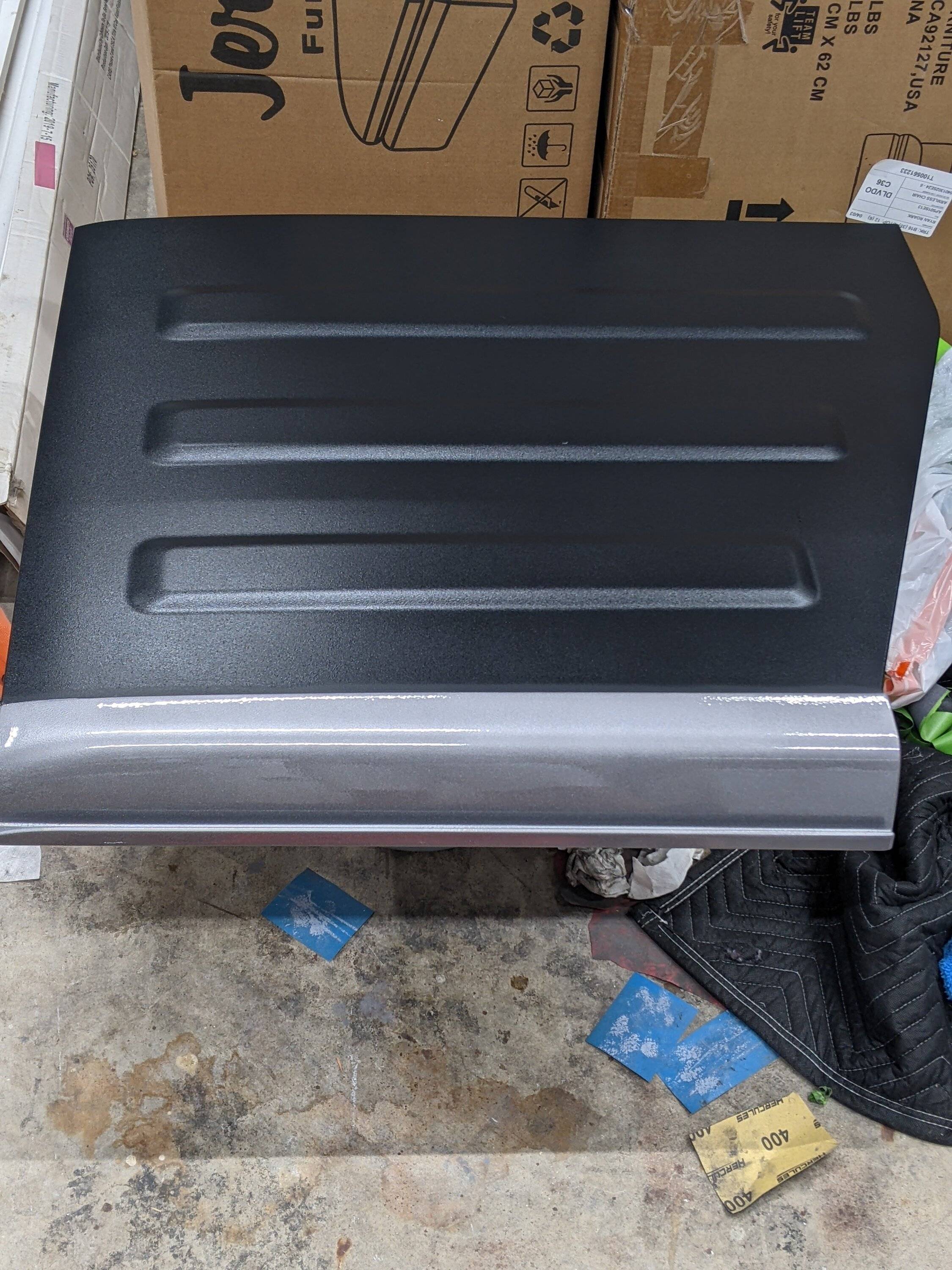 Jeep Gladiator Painting just the sides / back of a black textured hard top PXL_20230702_052707447