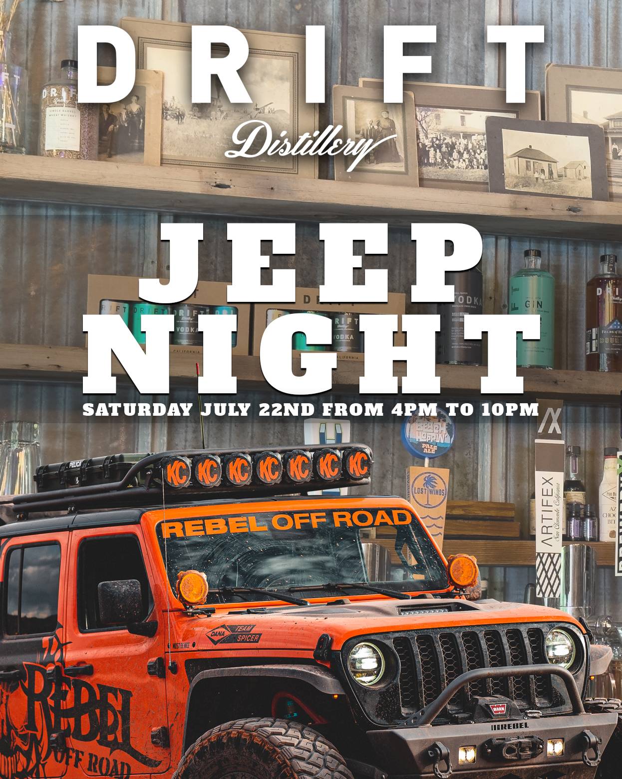 Jeep Gladiator Jeep Night at Drift Distillery in San Clemente | Saturday July 22, 4-10pm JEEP-NIGHT