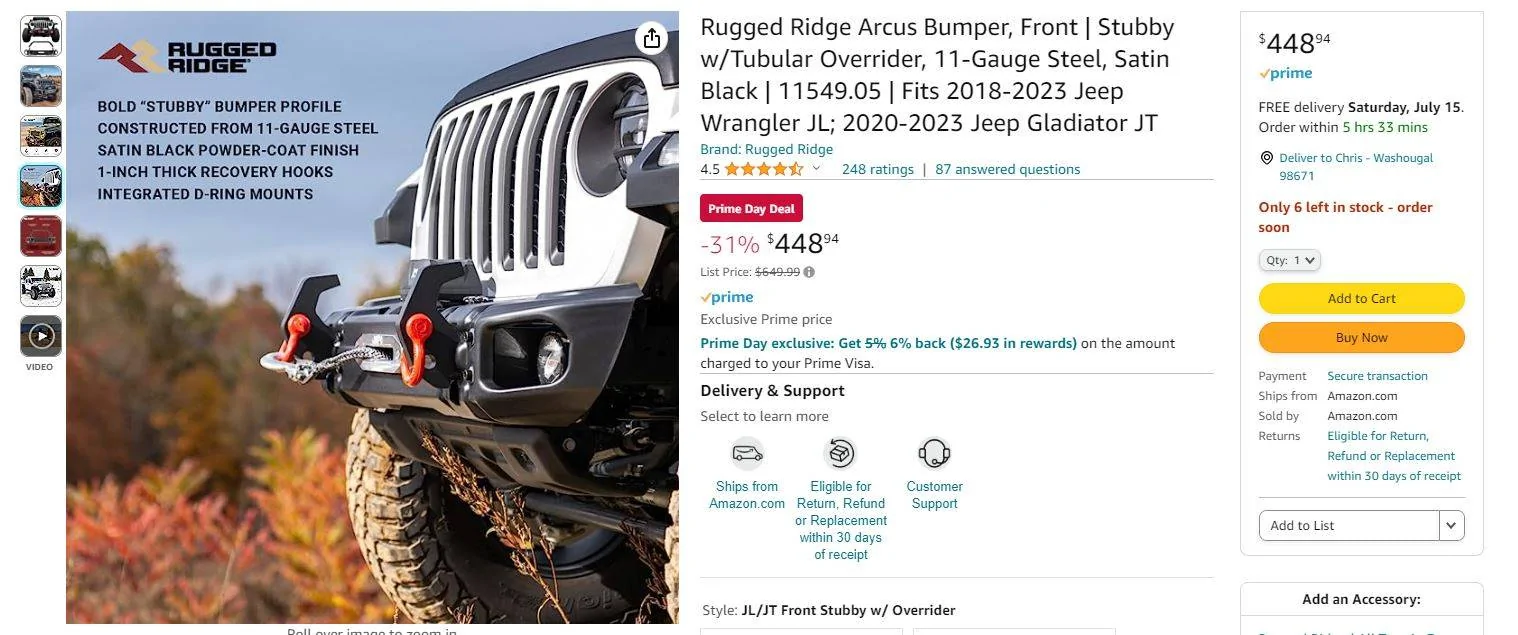 Jeep Gladiator What are you buying for your Gladiator for prime day arcus