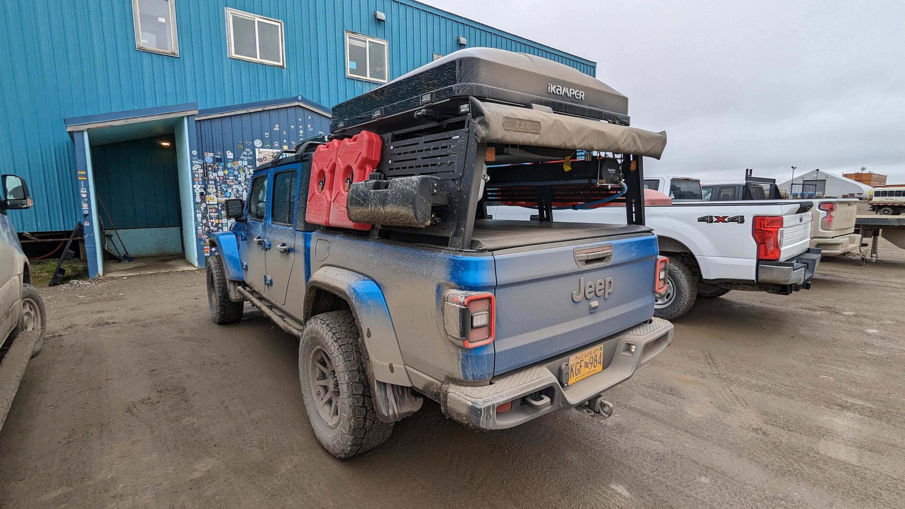 Jeep Gladiator Alaska Daily Drivers: Hydro Blue 80A and Bright White JTR PXL_20230715_213456309