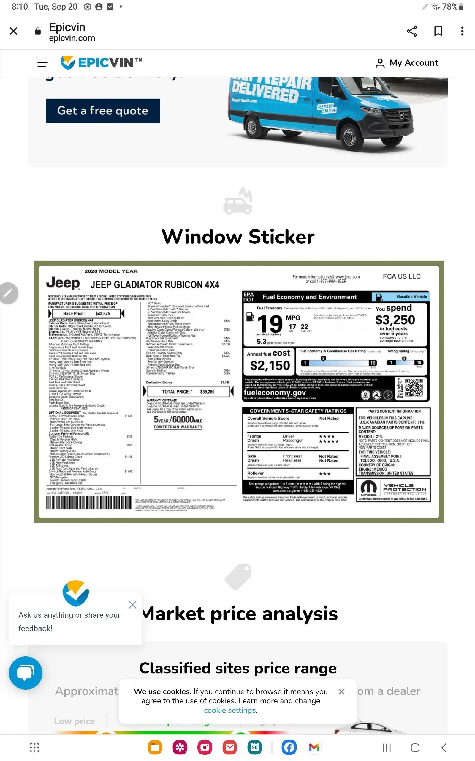 Jeep Gladiator New price $43k 2020 Rubicon JT Gator Screenshot_20220920_201058_Chrom