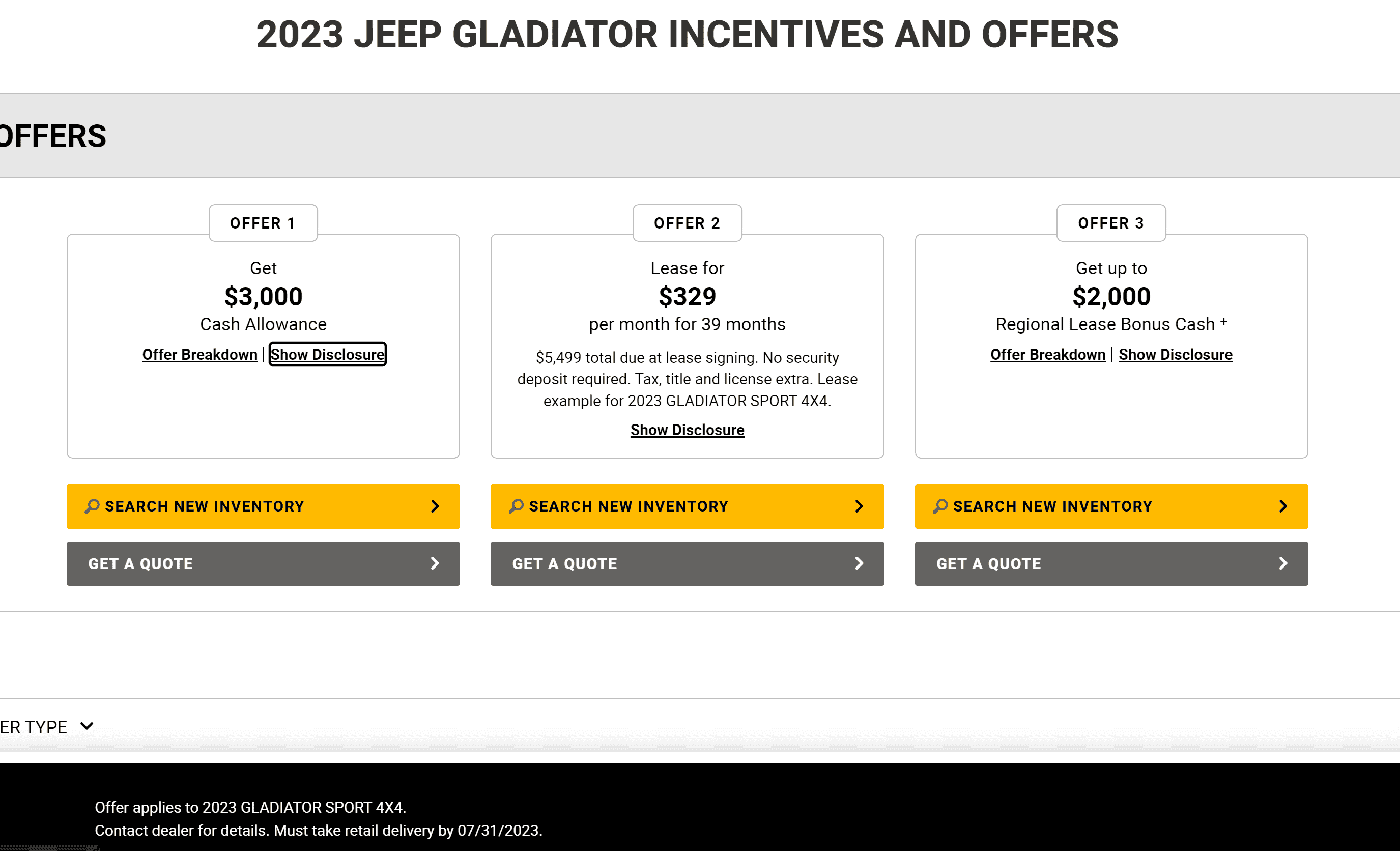 Jeep Gladiator 2023 Jeep Gladiator Incentives 1690554281609