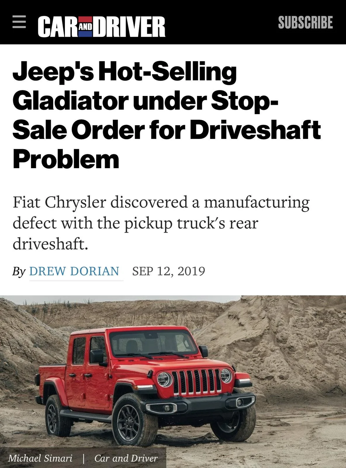Jeep Gladiator Recall and Stop Sale on Certain 2020 Gladiators For Bad Driveshafts 46FC5D3D-5ADD-401E-9C1D-AFD876A5F783