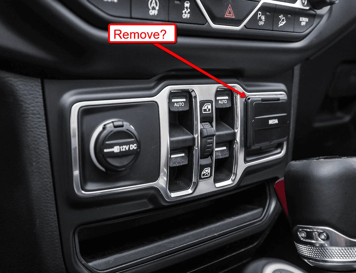 Jeep Gladiator Removing Cover for the Media Ports 2019-09-14_1546