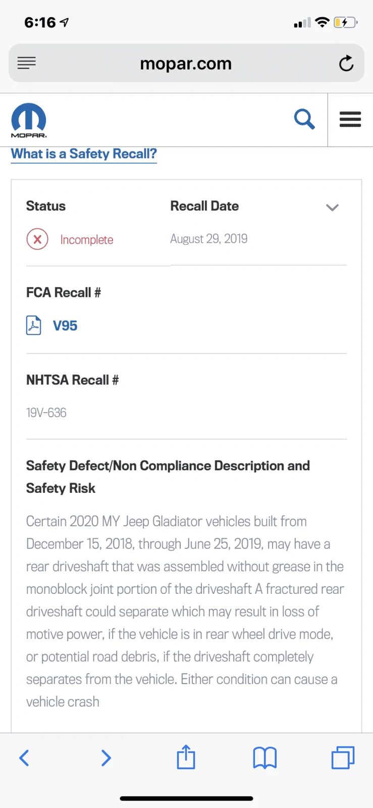 Jeep Gladiator Recall and Stop Sale on Certain 2020 Gladiators For Bad Driveshafts 8039887E-9027-4EAA-BCDE-A6DB2B4CC27A