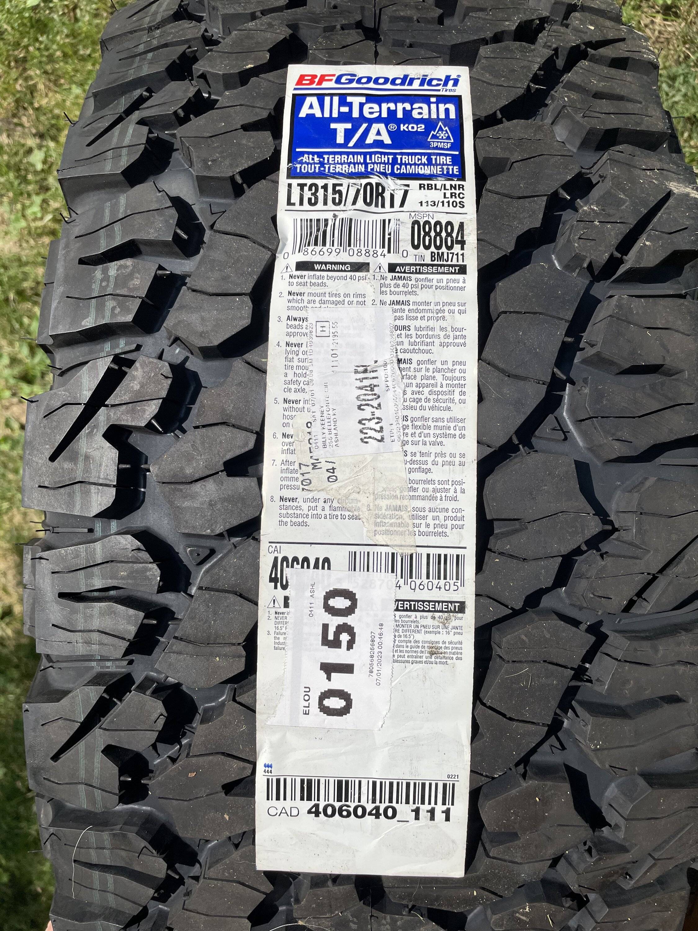 Jeep Gladiator 5 brand new BFG KO2 315/70/17 - $1250 IMG_0439