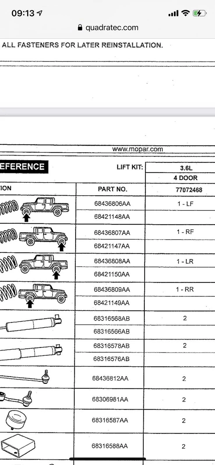 Jeep Gladiator How to know if my 2022 Gladiator Sport has the MOPAR lift kit IMG_2295