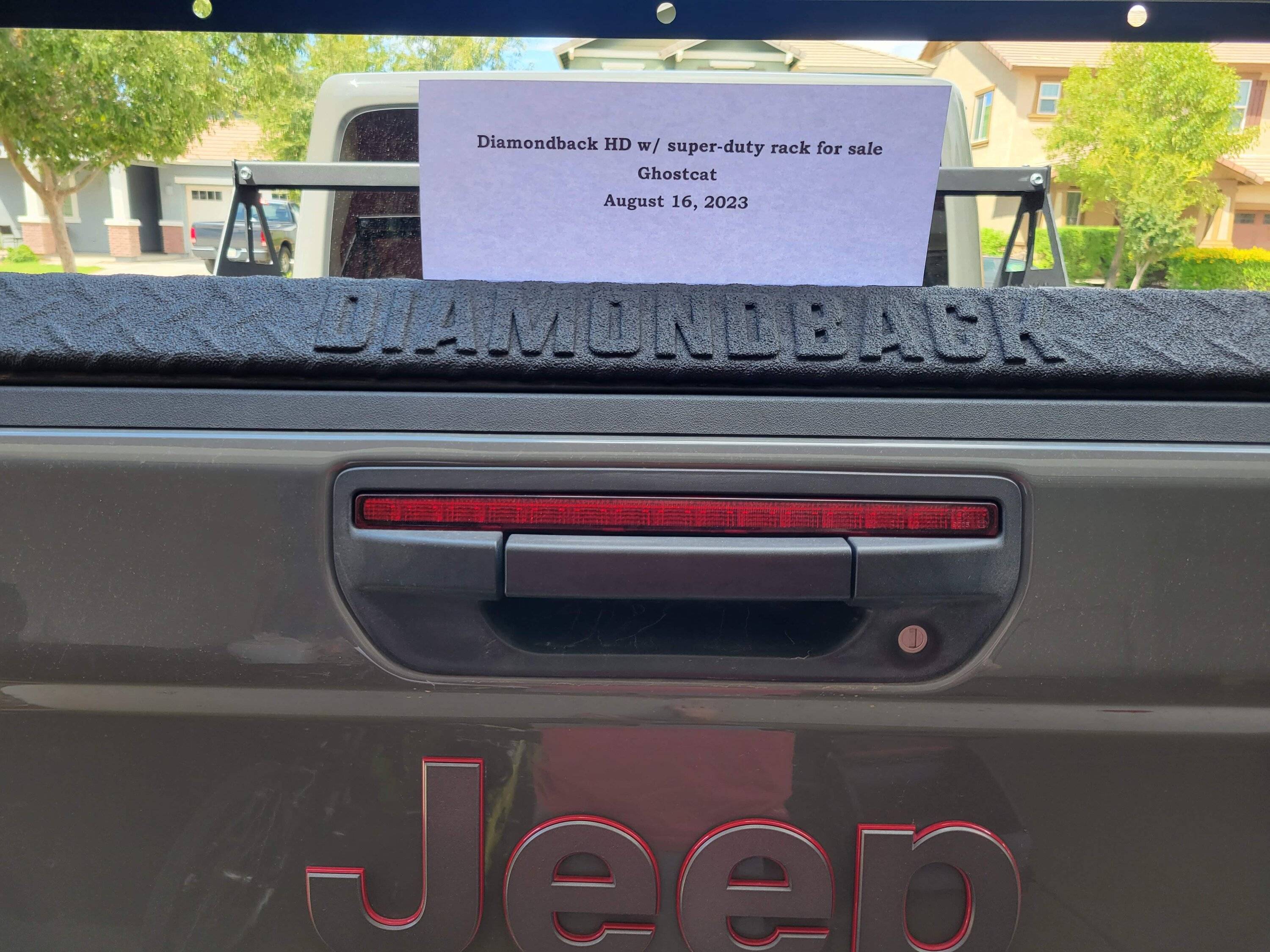 Jeep Gladiator Diamondback HD w/ super-duty PakRax rack for sale ($1650 OBO) DB15
