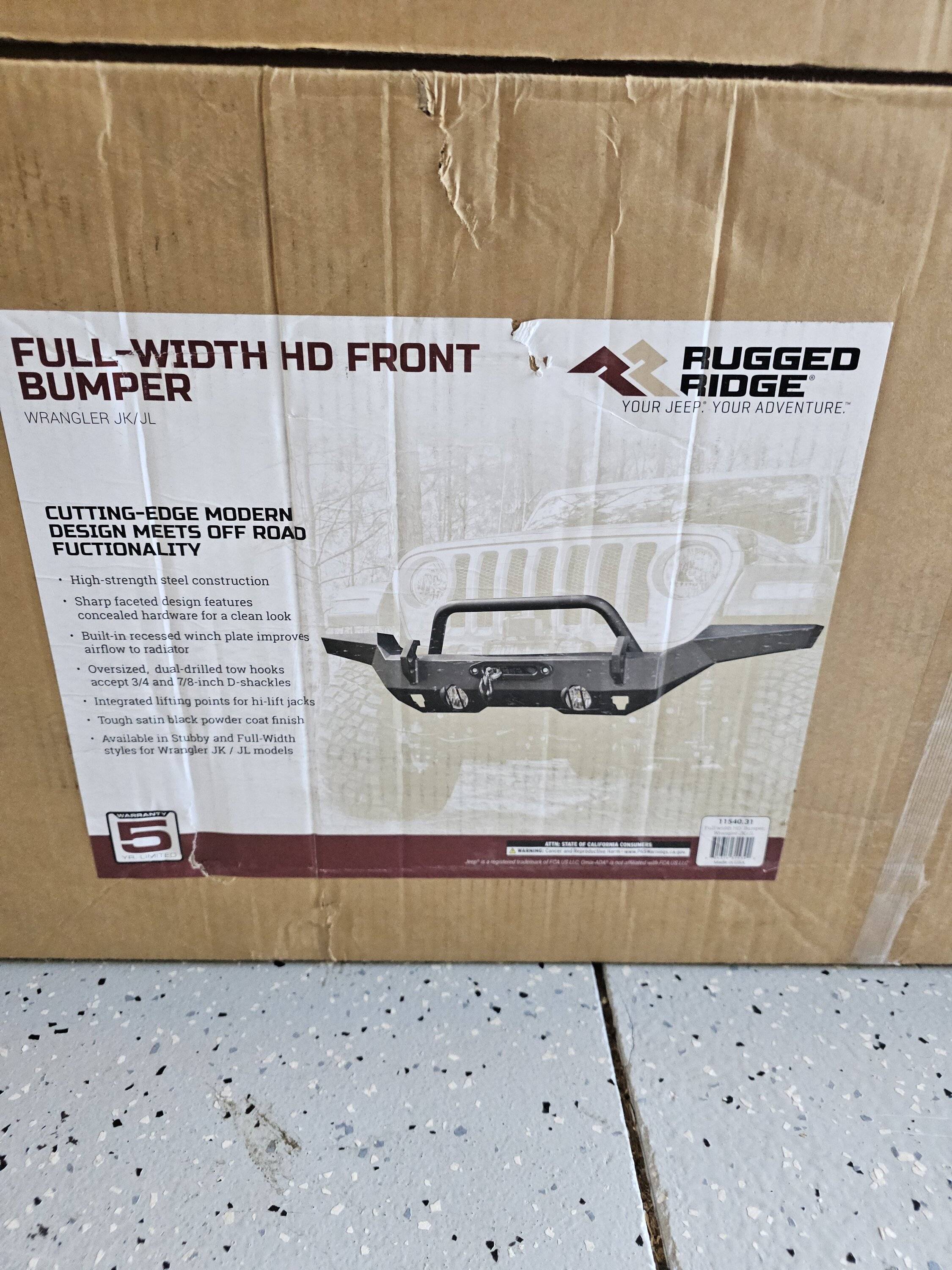 Jeep Gladiator Rugged Ridge HD Full Width front bumper with overrider bar 20230819_094022