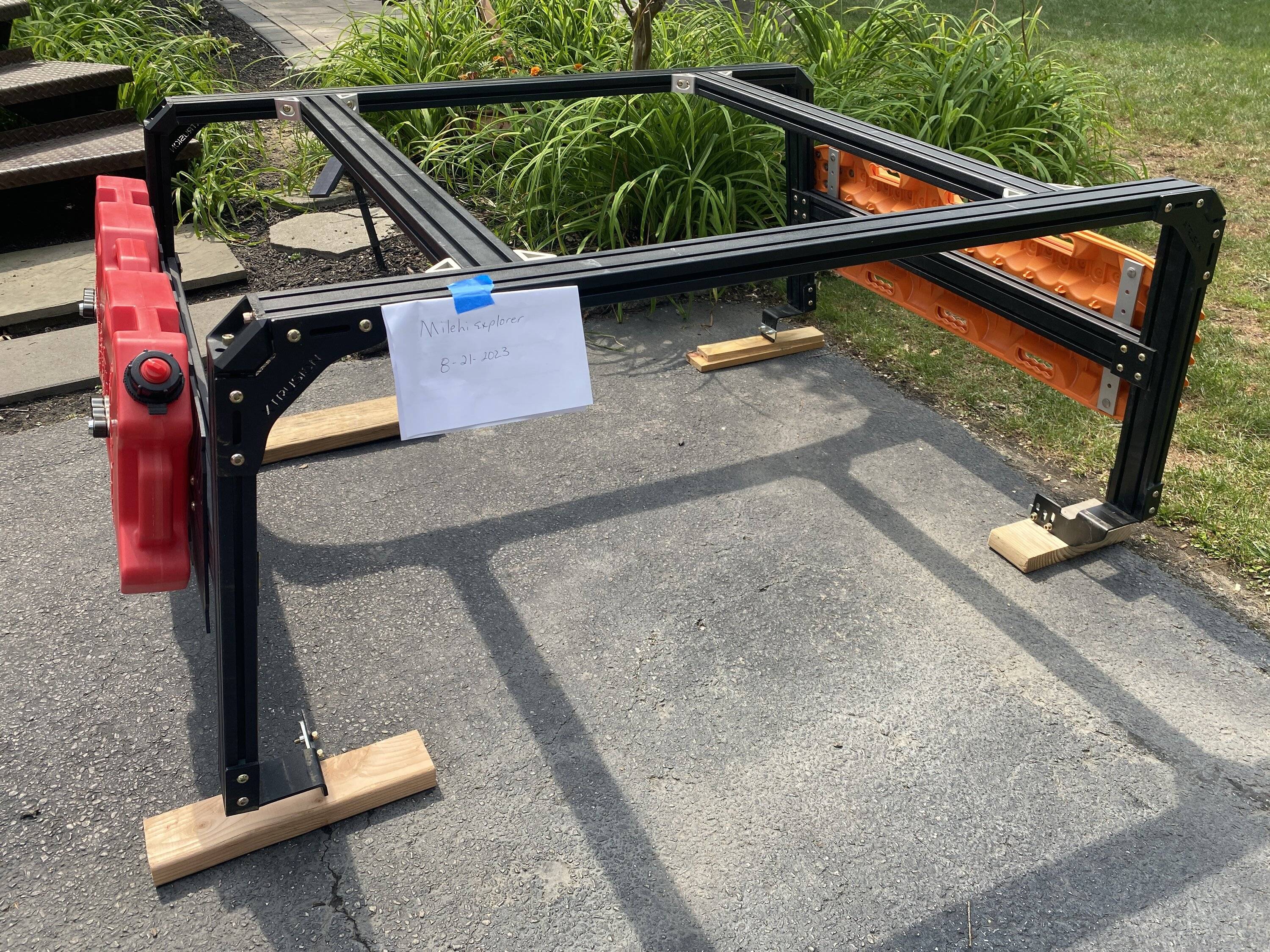 Jeep Gladiator Xtrusion Overland XTR1 Bed Rack with Actiontrax and Rotopax fuel can 6ADB0888-456B-46B7-8C24-BB910F9CA877