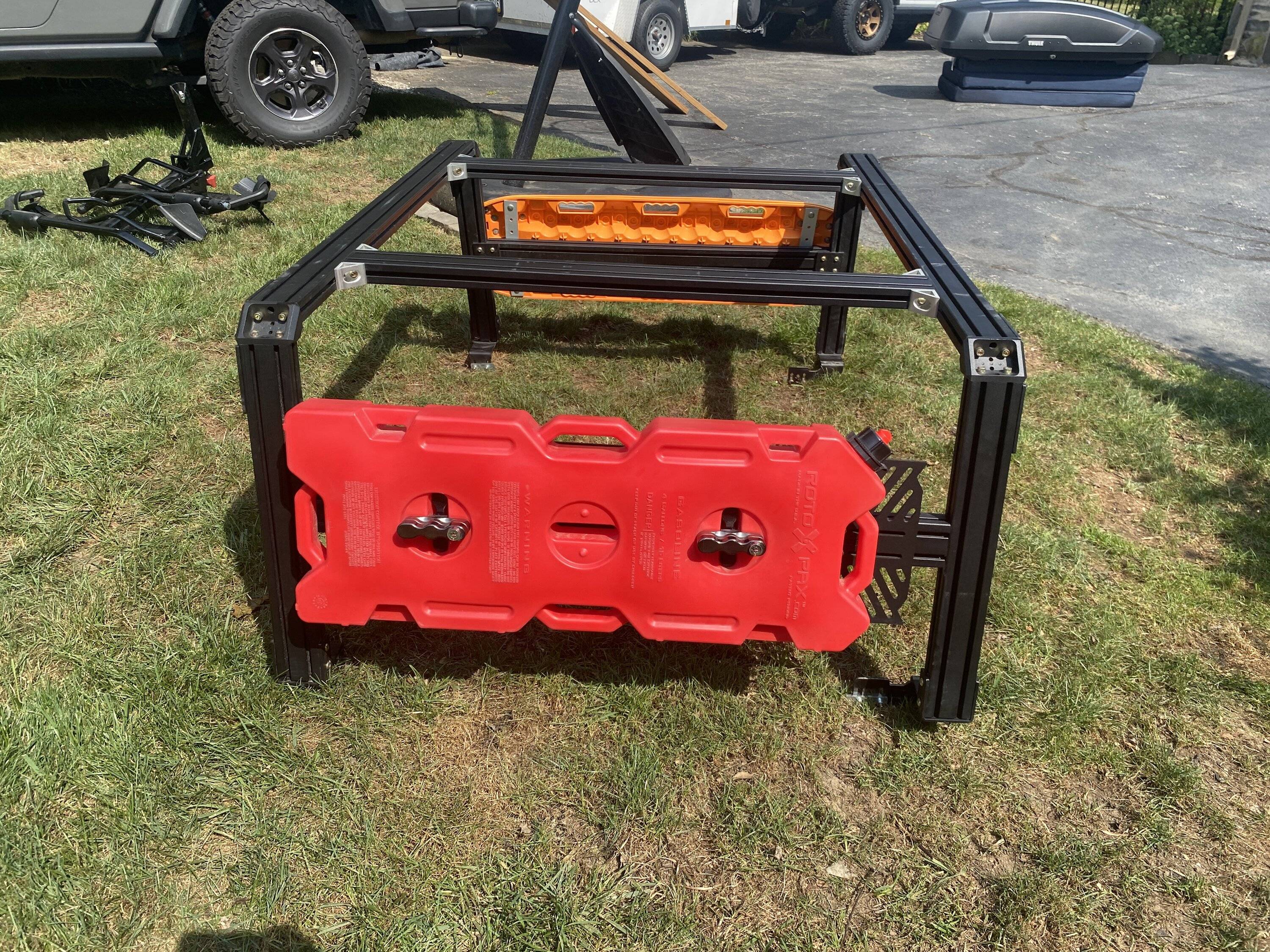 Jeep Gladiator Xtrusion Overland XTR1 Bed Rack with Actiontrax and Rotopax fuel can ACB1BC9F-D3F9-4502-A9A2-E755AF07E02F